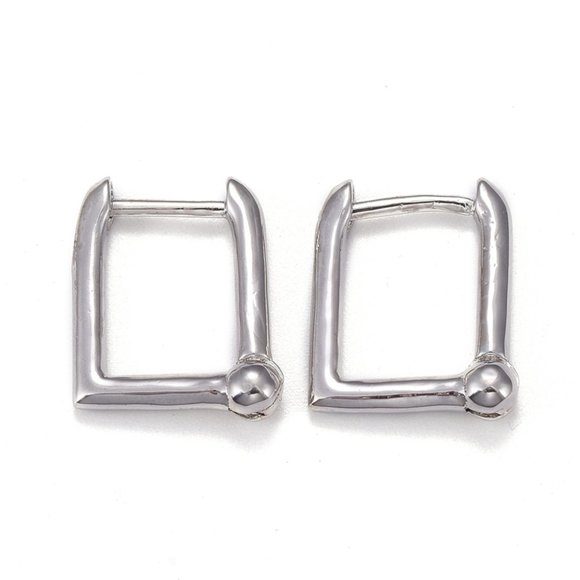 NWOT Unisex Rectangle silver plated Brass earrings Huggie Hoop Mix & Match 2/$10 - Picture 1 of 2